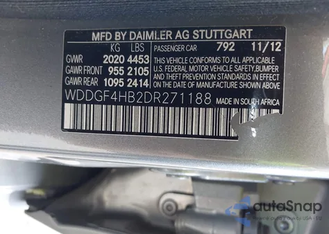 2013 Mercedes-Benz C 250 Luxury/Sport from USA, damaged, VIN WDDGF4HB2DR271188